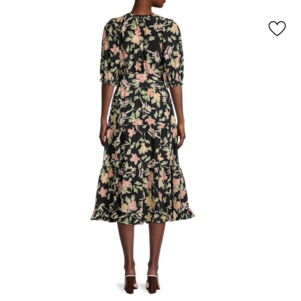Yumi Kim Simone Floral Tiered Short Sleeve Dress Size S Small Brown Multi - Picture 4 of 8